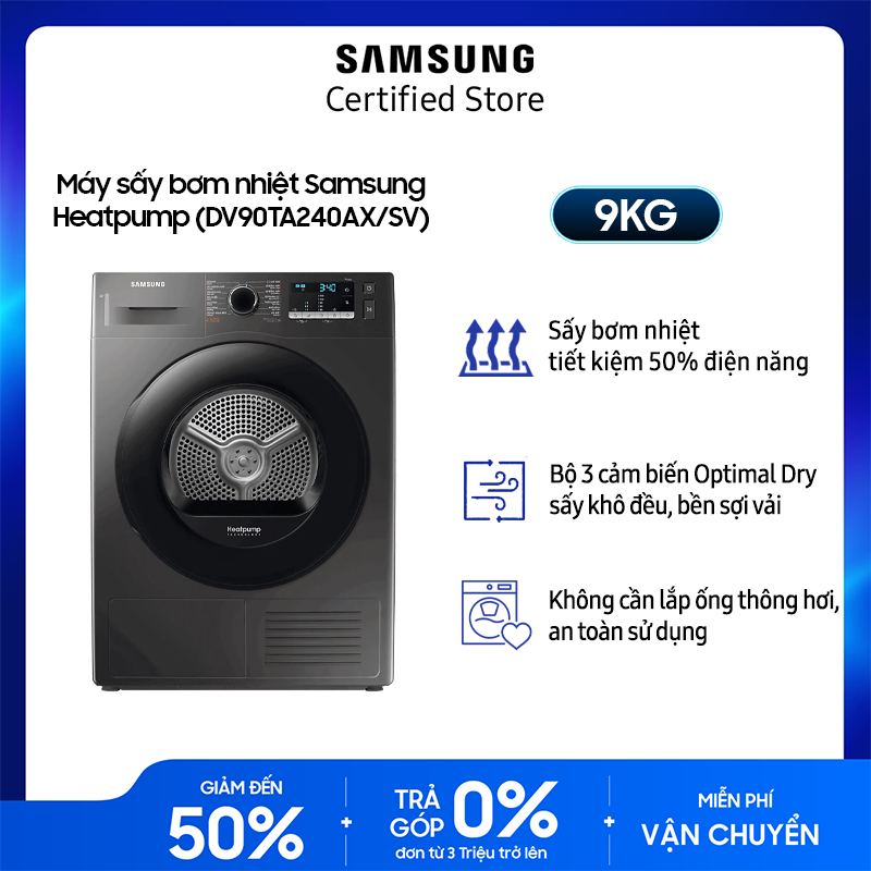 Máy sấy bơm nhiệt Samsung 9 kg DV90TA240AX/SV - Miễn phí giao + lắp Toàn Quốc