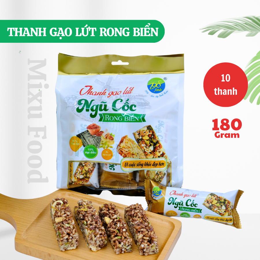 Thanh Gạo Lứt Ngũ Cốc Rong Biển - Bánh Gạo Lứt Hỗ Trợ Giảm Cân, Ăn Vặt Healthy Túi 180G