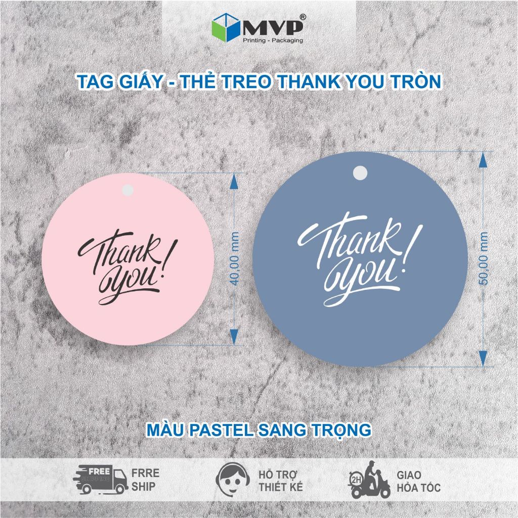 Tag Giấy Thank You màu pastel, Thẻ Treo Cám Ơn Khách Hàng Trang Trí Quà Tặng