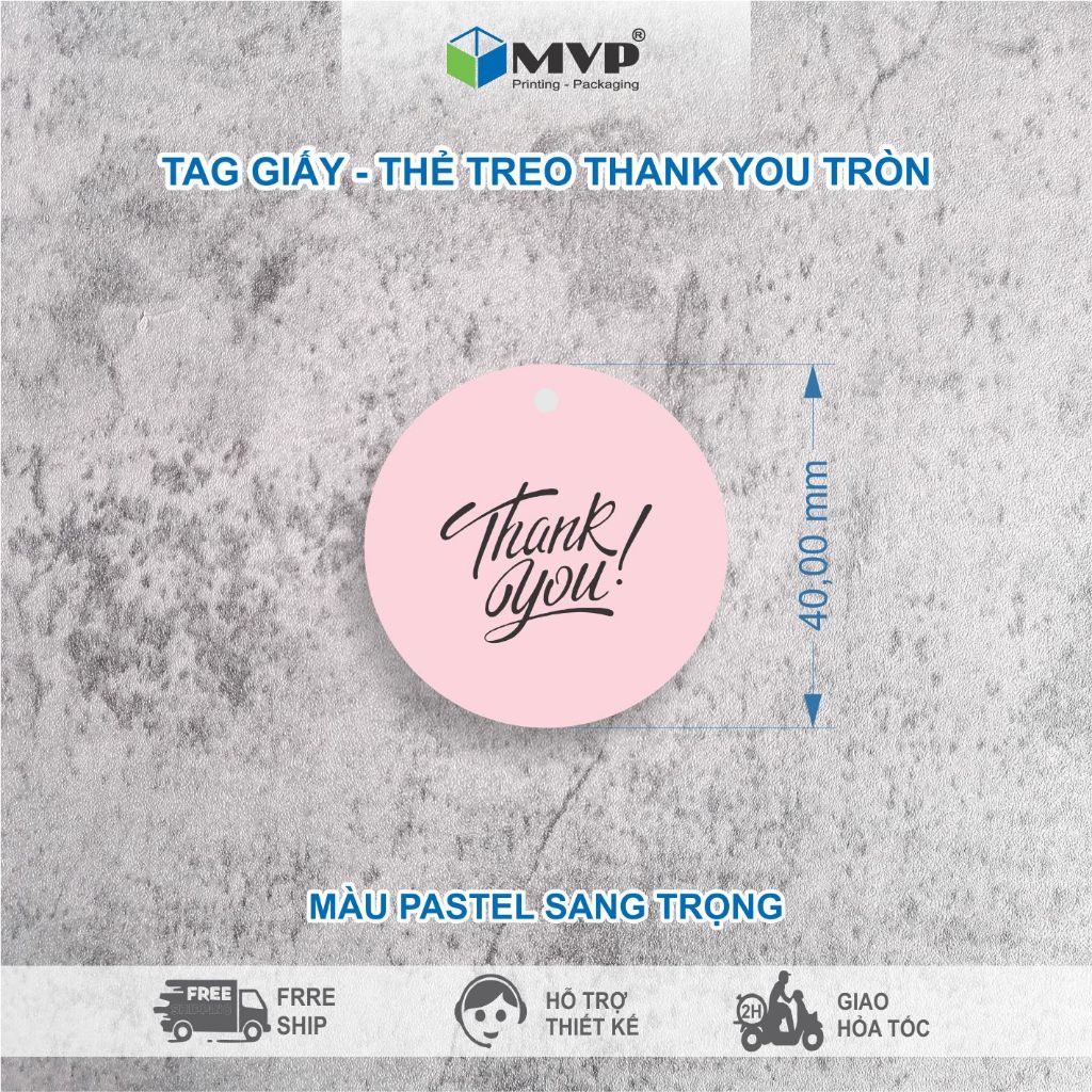 Tag Giấy Thank You màu pastel, Thẻ Treo Cám Ơn Khách Hàng Trang Trí Quà Tặng