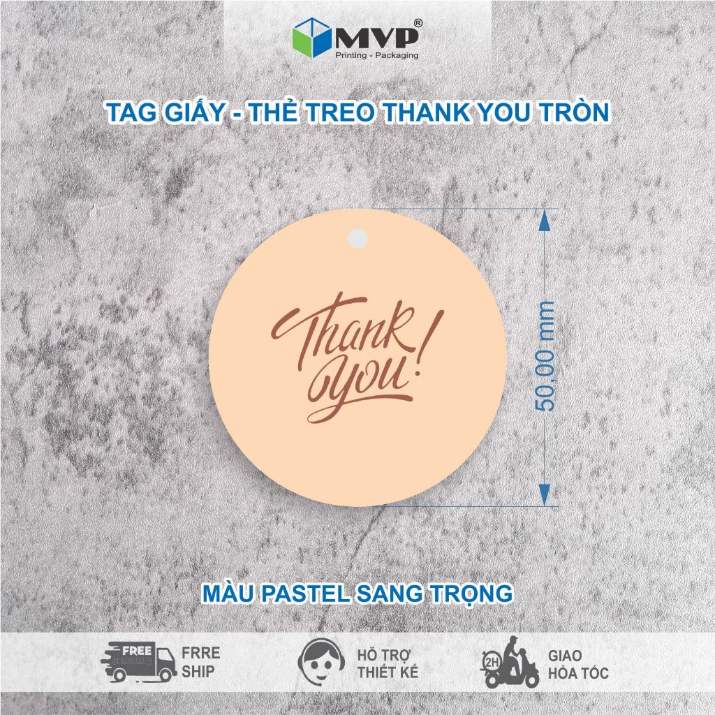 Tag Giấy Thank You màu pastel, Thẻ Treo Cám Ơn Khách Hàng Trang Trí Quà Tặng
