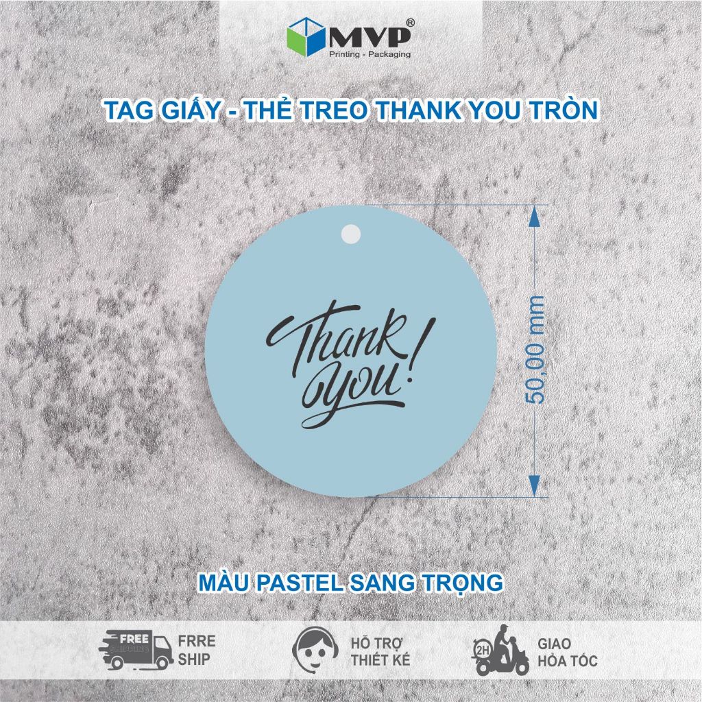 Tag Giấy Thank You màu pastel, Thẻ Treo Cám Ơn Khách Hàng Trang Trí Quà Tặng