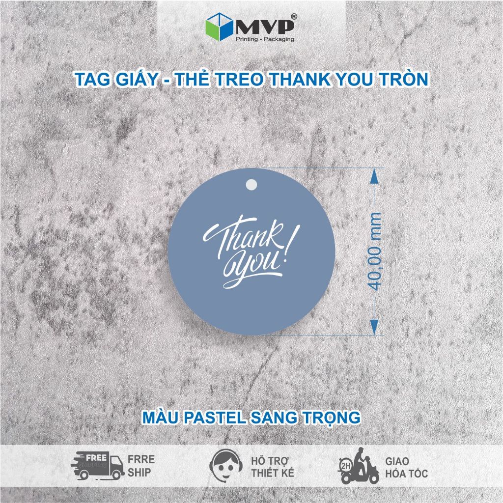 Tag Giấy Thank You màu pastel, Thẻ Treo Cám Ơn Khách Hàng Trang Trí Quà Tặng