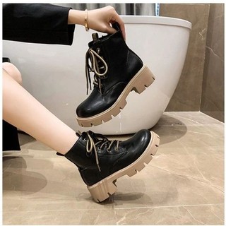 Hapu A28 Giày bốt nữ đẹp, da mềm, đế cao