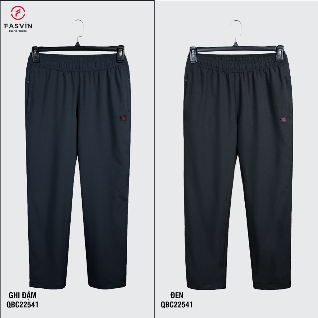 Quần gió nam 02 lớp FASVIN QBC22541.SG ống suông lót lưới hàng cao cấp