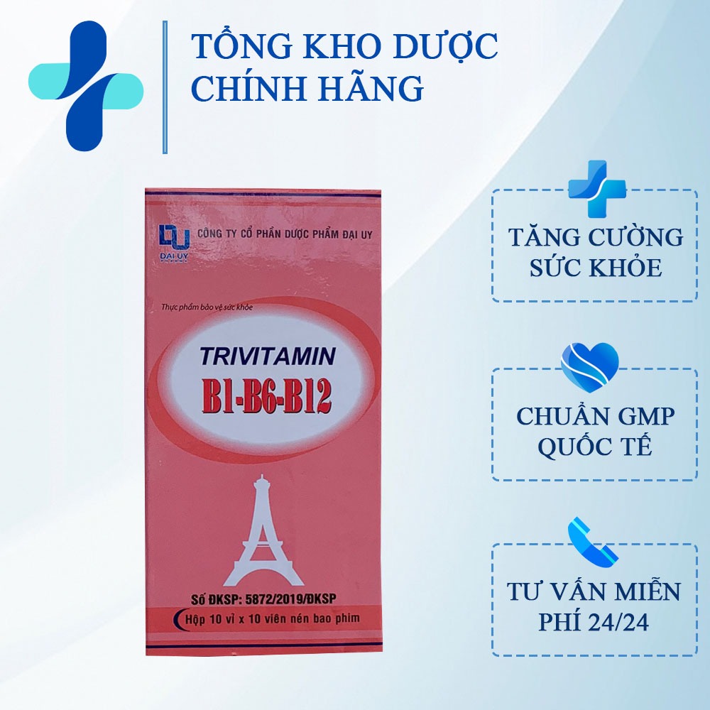 [Chính hãng]Trivitamin 3B hộp 100 viên nén - Bổ sung vitamin B1- B6 - B12