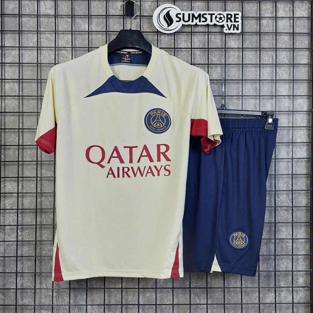 Bộ Đá Bóng Paris Kem Cực Chất - Đồ Đá Banh CLB PSG 2023/24, Thun Lạnh Thể Thao Nam Nữ