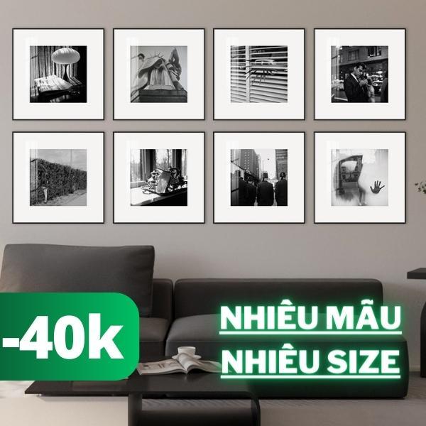 Tranh treo tường decor đen trắng trang trí phòng khách sau sofa các quán coffee shop thời trang chất liệu vải canvas