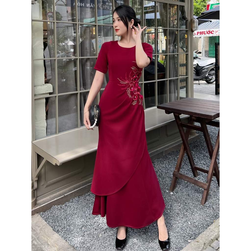 D102 Đầm đi tiệc đuôi cá kết hoa 3D sang trọng - Khánh Linh Style - Lady Fashion