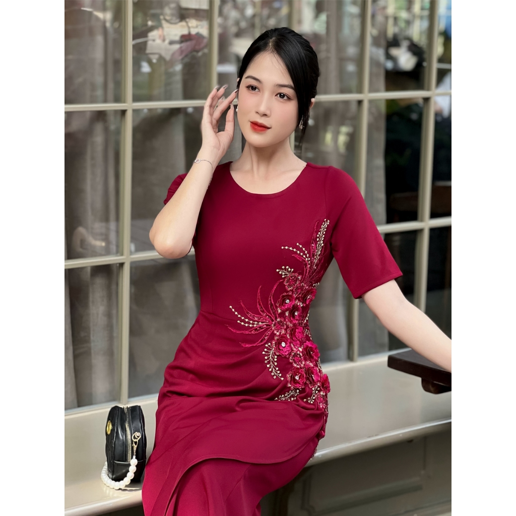 D102 Đầm đi tiệc đuôi cá kết hoa 3D sang trọng - Khánh Linh Style - Lady Fashion