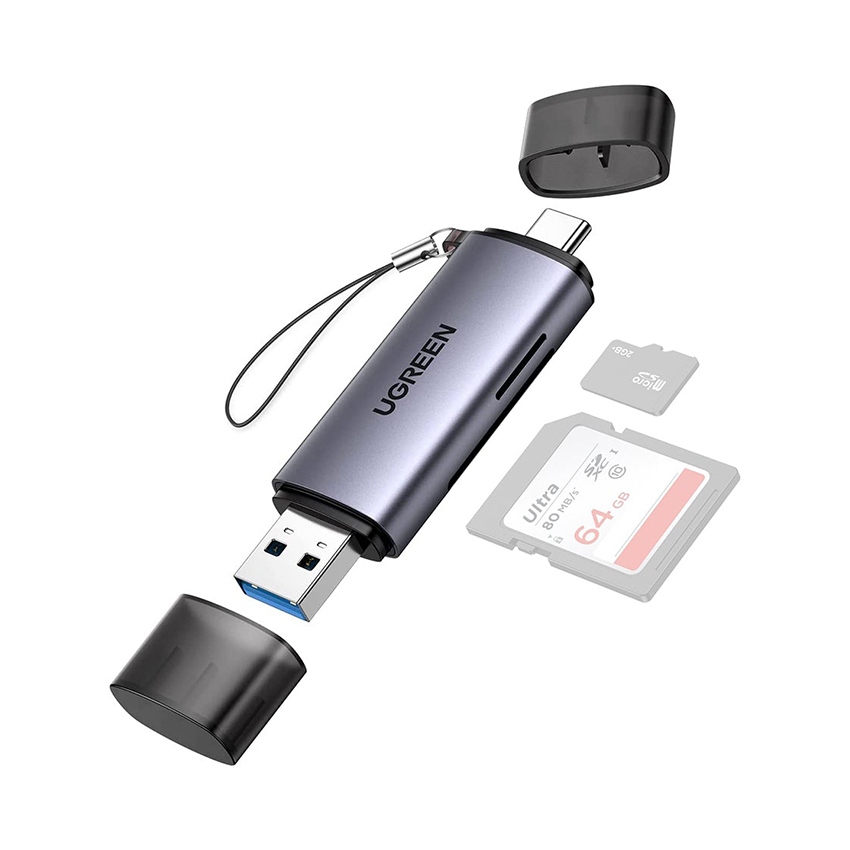 Đầu đọc thẻ Ugreen 2 đầu Type-C, USB