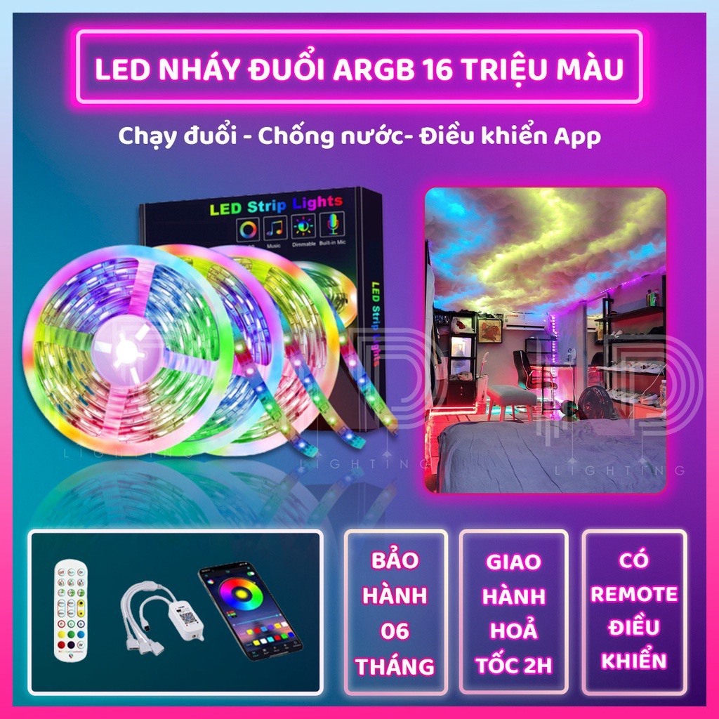 Dây Led Đuổi GRB 16 Triệu Màu, Remote Điều Khiển, Cảm Biến Âm Thanh - VTD Tech