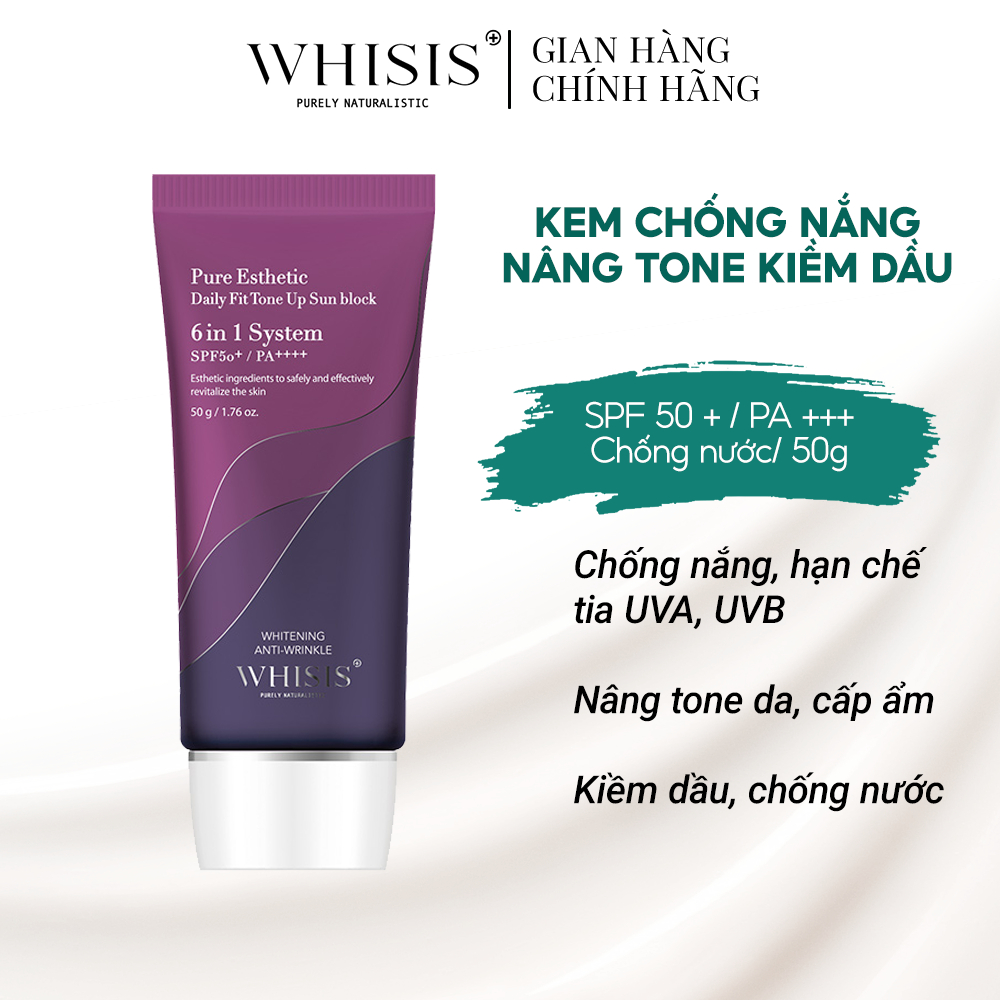 Kem Chống Nắng 6in1 Kiềm Dầu Nâng Tone Hàn Quốc WHISIS Pure Esthetic Daily Fit Tone Up Sun Block (SPF50+/PA++++) 50g