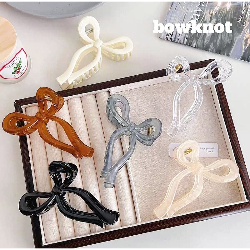 Kẹp Tóc Thiết Kế Hình Nơ Nhựa Acrylic Màu Pastel Cho Nữ