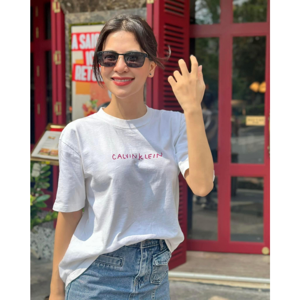 Áo thun tay lỡ unisex nam nữ trơn JENNIE LOGO CK 2023 cotton form rộng oversize
