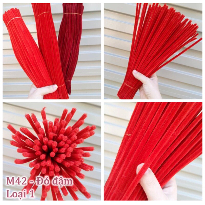 Sét Phụ Kiện Làm Cành Hoa Đào Đỏ Mai Vàng Bằng Kẽm Nhung Để Bàn Chưng TếT