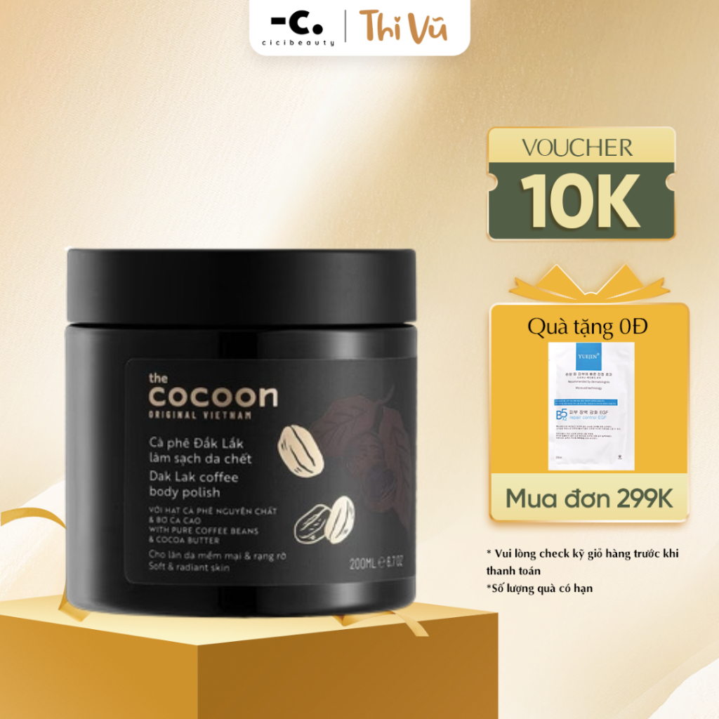 Tẩy da chết cơ thể Cocoon Cà phê Đắk Lắk làm sạch da body 200ml - Thi Vũ