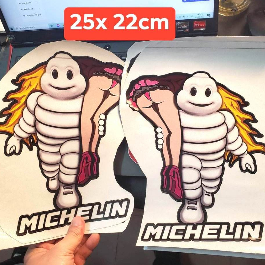 Tem Tiktok Michelin cứu mỹ nhân phản quang kích thước 22x27cm, Công nghệ In 3M, chống nước