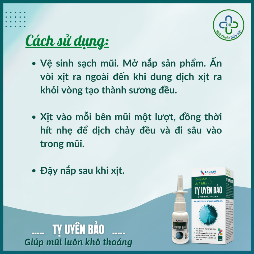 Dung dịch xịt mũi TỴ UYÊN BẢO dành cho xoang, nghẹt mũi giúp khô thoáng mũi