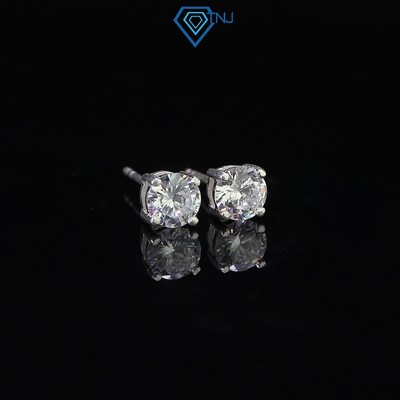 Khuyên tai bạc nam nụ đá 5.0mm chốt đẩy sang trọng, tinh tế  BTA0091 - Trang Sức TNJ