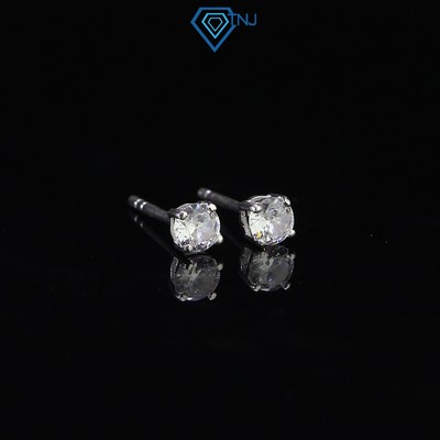 Khuyên tai bạc nam nụ đá 4.0mm chốt đẩy sang trọng, tinh tế  BTA0090 - Trang Sức TNJ