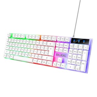 Chuột Và Bàn Phím Cơ BAJEAL T350 U + U Màu Đen Trắng Có Dây Phát Sáng Dành Cho Máy Tính Laptop