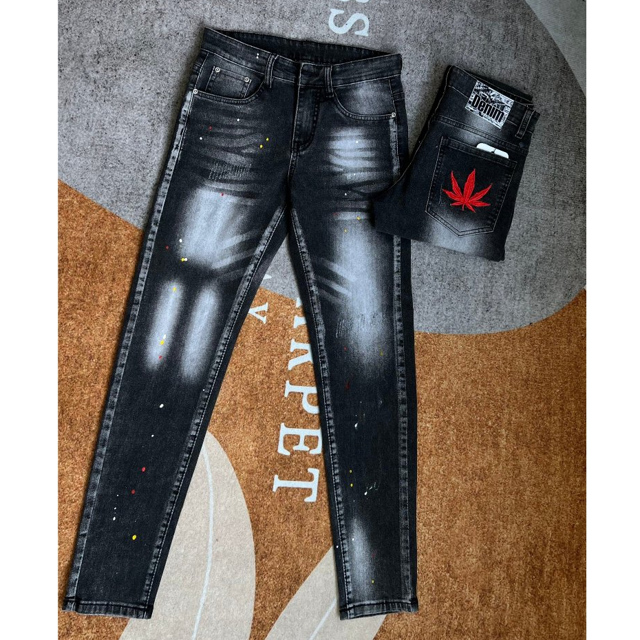 Quần bò jean nam dài đen rách cào nhẹ đẹp thời trang,chất jean co giãn giá tốt chuẩn shop