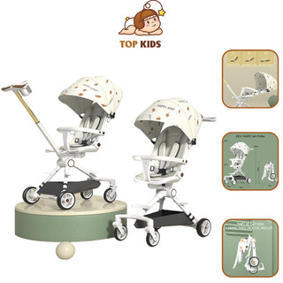 Xe đẩy gập gọn 2 Chiều TOPKIDS có chế độ giảm sốc, xoay 360 độ, tiện dụng cho mẹ và bé.