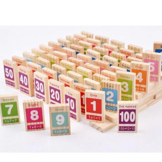 Đồ chơi Domino 100 số học toán tiếng anh bằng gỗ, đồ chơi toán học domino kèm tiếng anh cho bé