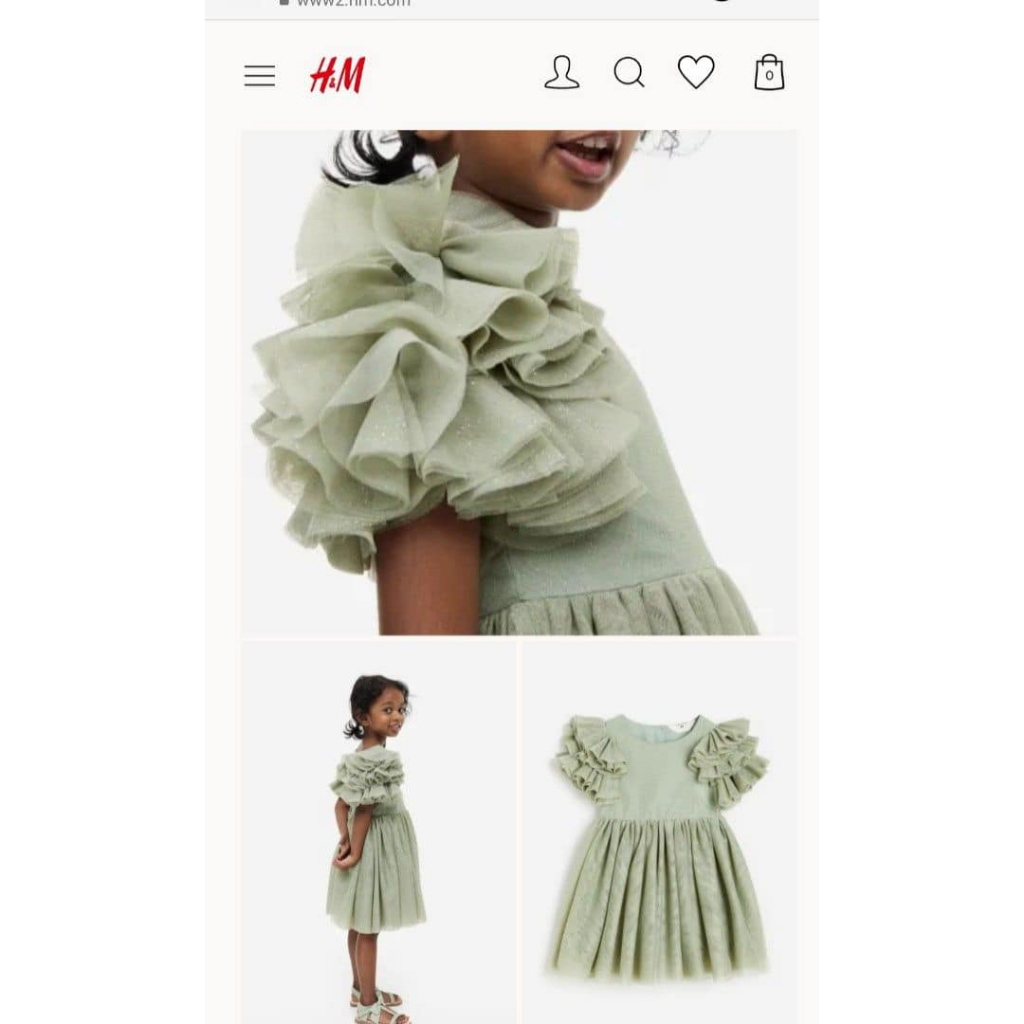 Váy xanh mint lấp lánh tay xoè bồng cho bé