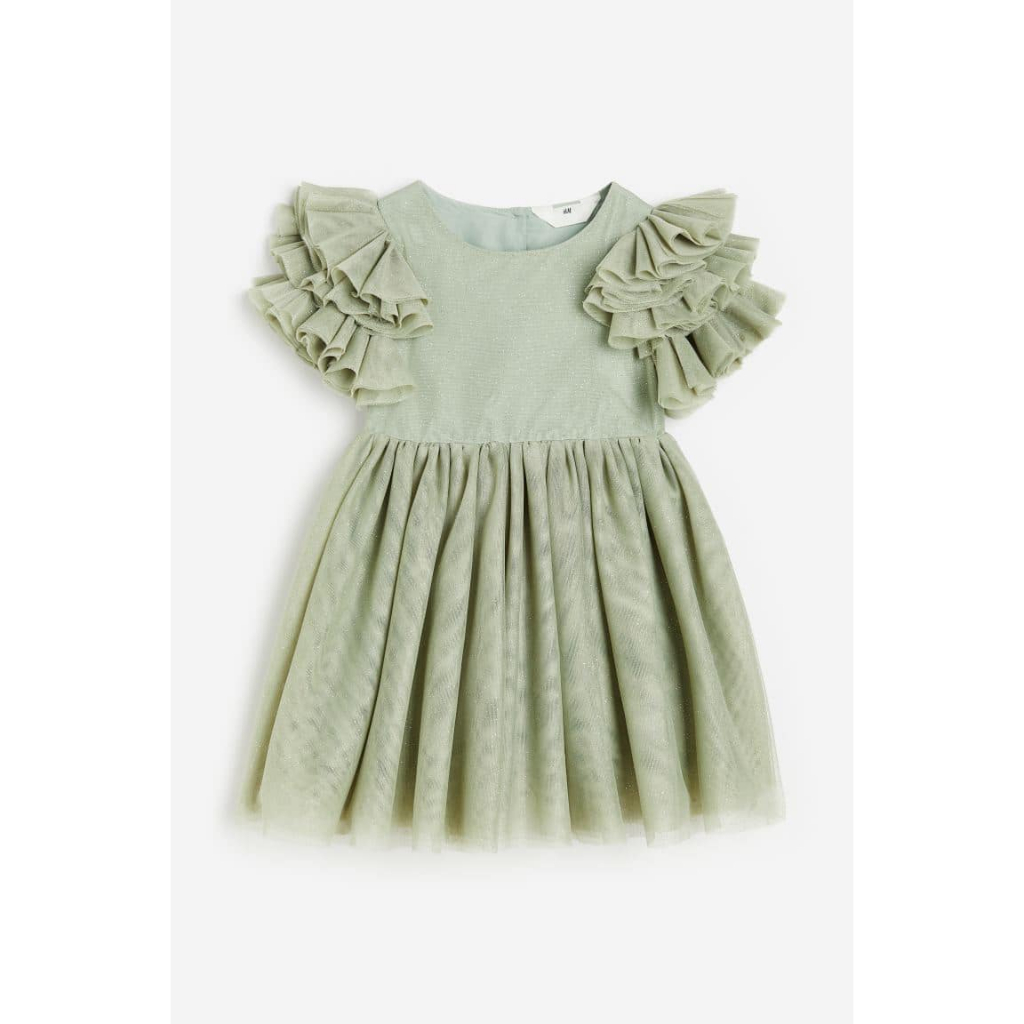 Váy xanh mint lấp lánh tay xoè bồng cho bé