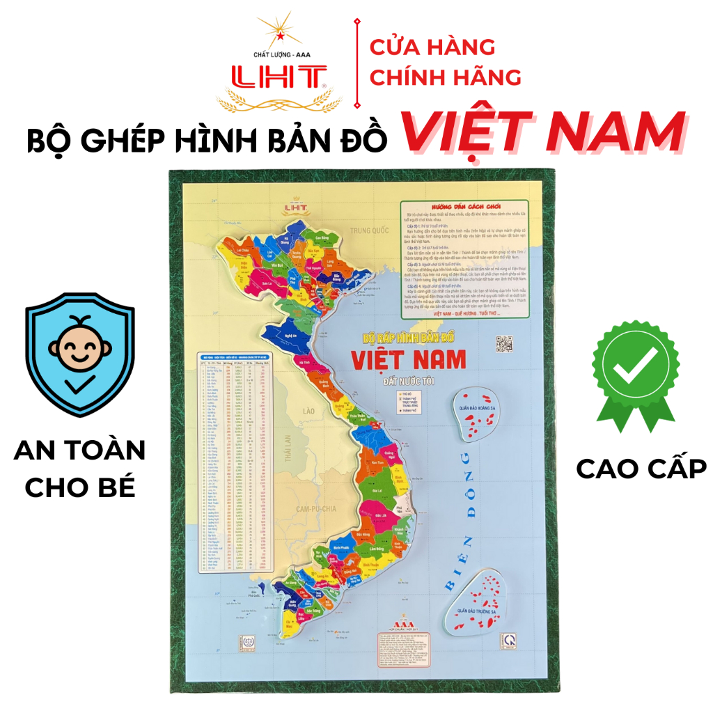 Bộ Ghép Hình Tỉnh Thành Vi.ệt N.am - Đồ chơi học tập, rèn luyện trí tuệ cho bé chính hãng LIÊN HIỆP THÀNH