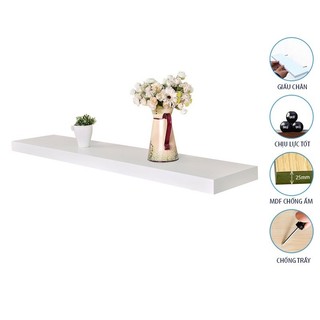 Kệ Gỗ Treo Tường Rộng 20cm, Dày 25mm Màu Trắng Thương Hiệu SIB Decor Chiều Dài 40/60cm (KT005)