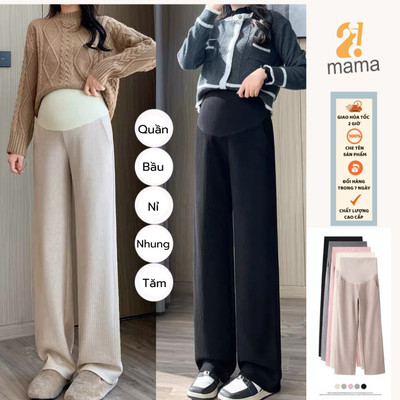 Quần bầu nỉ nhung tăm 2mama [ Dáng Xuông  ] ấm áp, trẻ trung cho mẹ bầu, quần có chun chỉnh, đủ size
