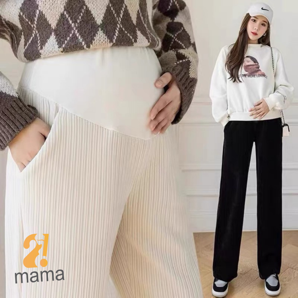 Quần bầu nỉ nhung tăm 2mama dáng xuông ấm áp, trẻ trung cho mẹ bầu, quần có chun chỉnh, đủ size