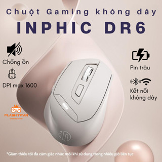 Chuột máy tính không dây bluetooth INPHIC DR6 - Sạc pin, chống ồn - DPI max 1600 -  3 chế độ kết nối