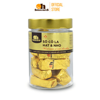 Socola hạt và nho oh smile nuts hộp 250g - sô cô la hạt, socola tự nhiên, socola hạt óc chó, hạt hạnh nhân, nho khô