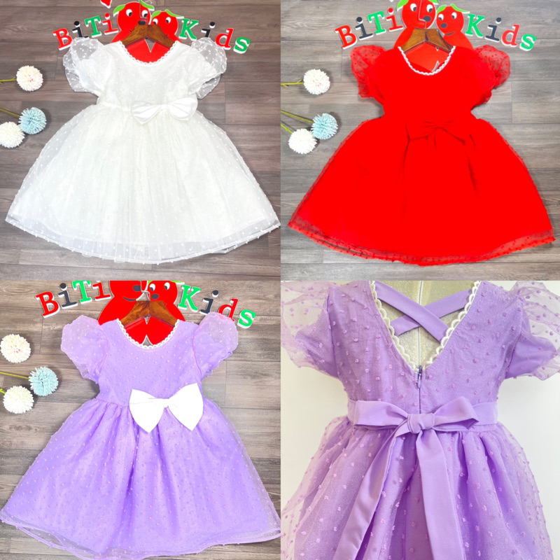 Đầm bé gái, váy công chúa cho bé thiết kế cao cấp siêu yêu (đỏ, trắng, tím) Bitikids 1 - 8 tuổi.