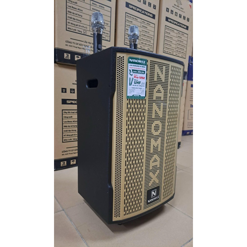Loa kéo Nanomax Pro-1252. Bass 30cm, công suất 400w, Tặng 2 micro UHF cao cấp