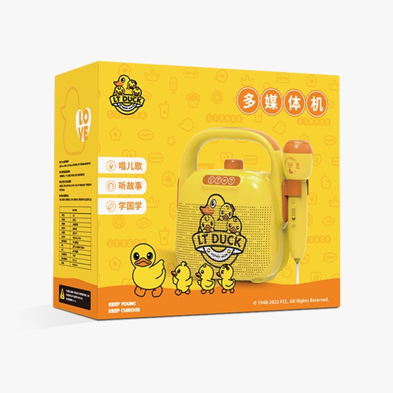 Loa Micro Karaoke Bluetooth Đồ Chơi Cho Bé - Hát Kèm Dây USB Hình Chú Vịt Vàng Cao Cấp, Quà Tặng Sinh Nhật Dành Cho Bé