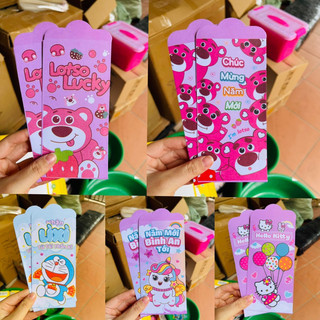 Combo 50 lì xì gấu dâu, lì xì hoạt hình, lì xì doremon siêu xinh