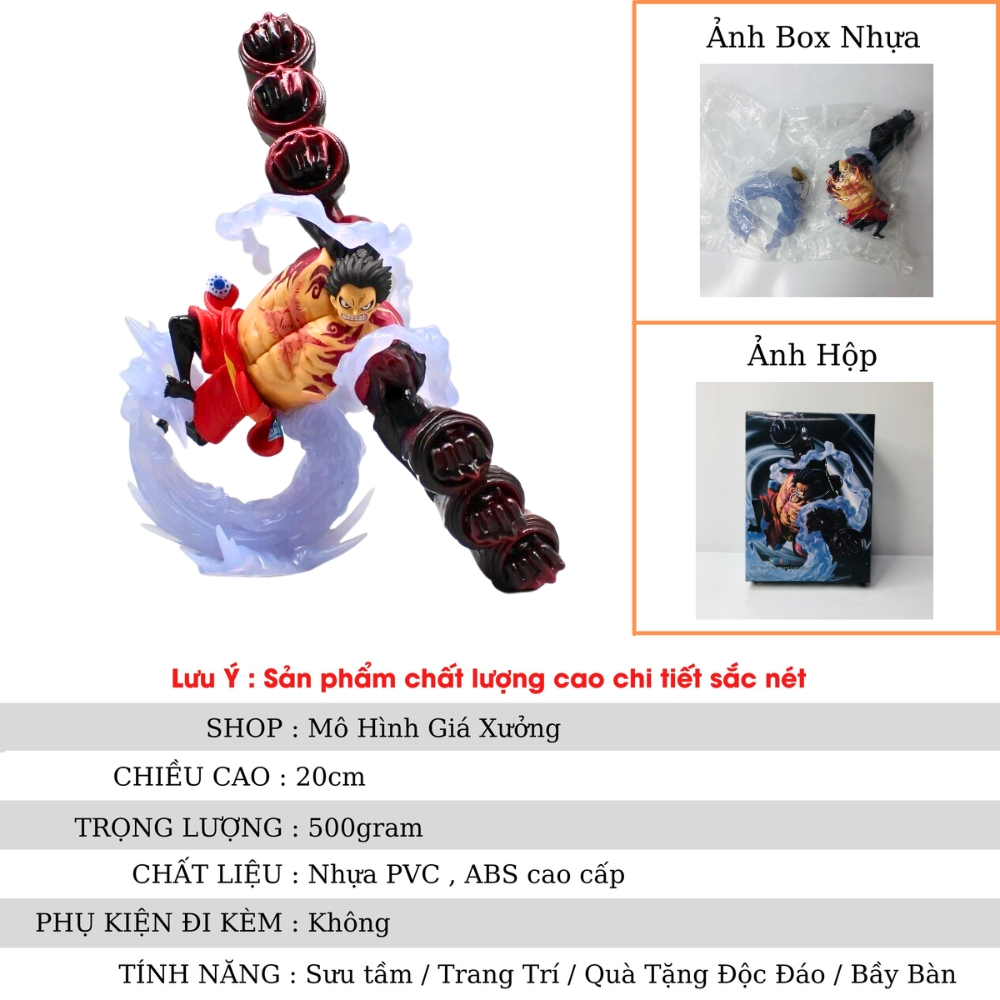 Mô Hình OnePiece Luffy gear 4 6 đấm - Cao 20cm - nặng 500gram - Figure OnePiece - Có Hộp Màu