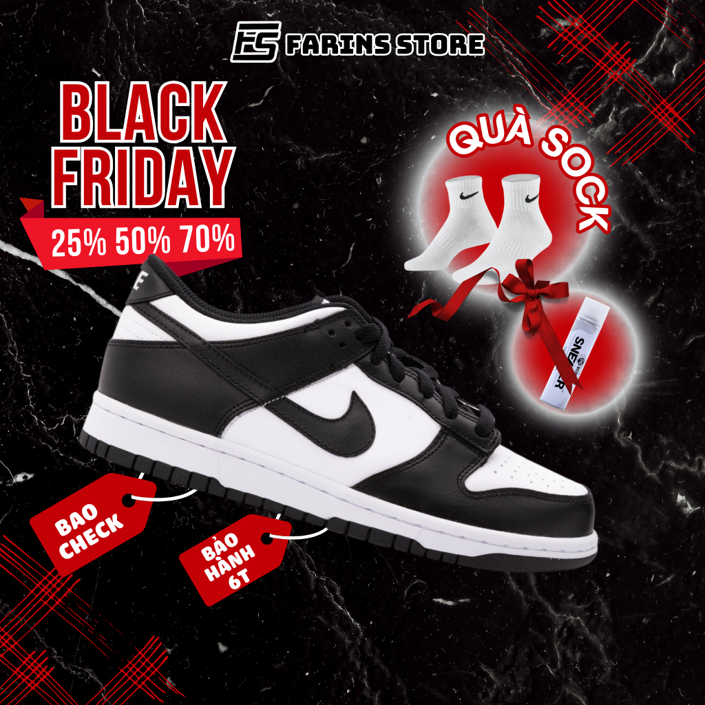 Giày Thể Thao Dunk Low Retro Panda DD1391-100 Auth Cho Nam Nữ, Dunk Low Retro Panda Real Farins Store