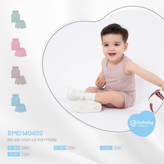Bubaby - Bộ sát nách cổ tròn Molist Bubaby, vải mềm, không xù lông, nhiều màu cho bé - BSN273002