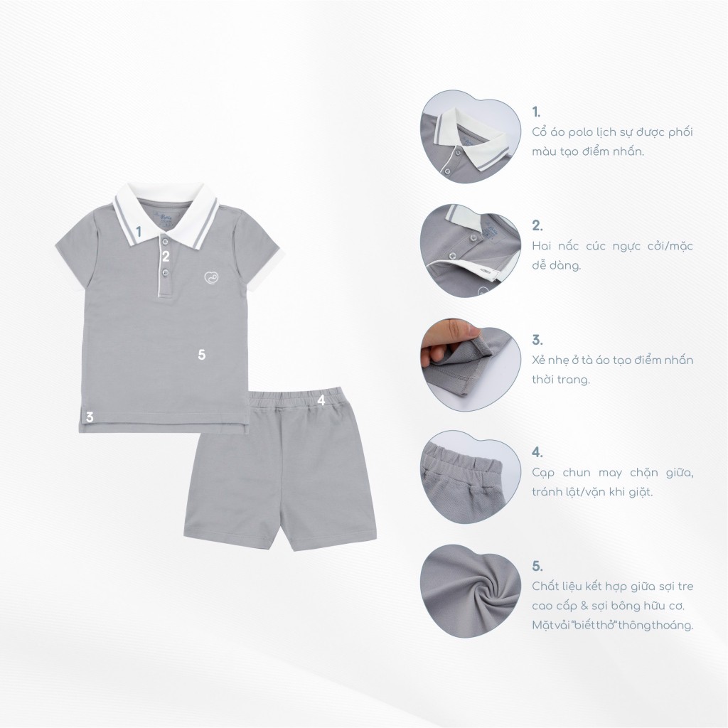 Bubaby - Bộ ngắn tay cổ Polo Ponie Bubaby - BNT273004