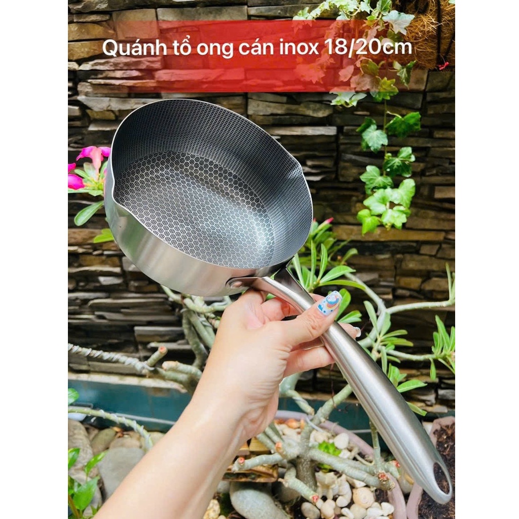 QUÁNH TỔ ONG 18CM - CHẢO SÂU LÒNG INOX - SIÊU BẮT TỪ - CHỐNG DÍNH