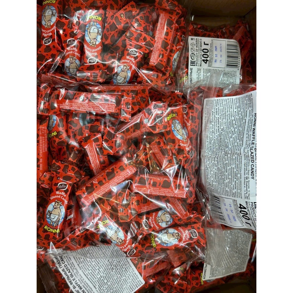 BÁNH XỐP PHỦ SOCOLA BÒ ĐỎ RONNI NGA TÚI 400G