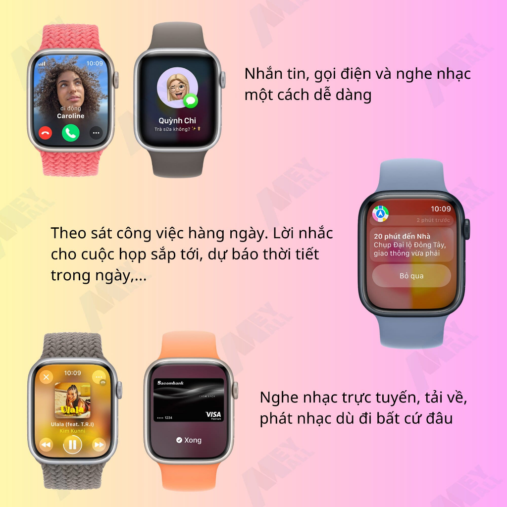 Đồng hồ thông minh APW Series 9 GPS 41mm, 1.9 inch viền nhôm dây thể thao - Bảo hành 1 năm - MeyMall