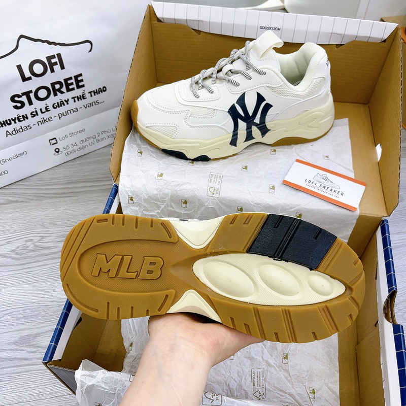 Giày M.LB chunky bigball lite N.Y đen trắng, giày ML B bigball trắng kem đế nâu cao cấp