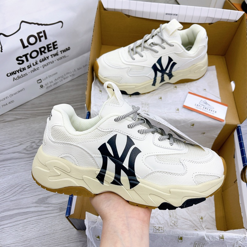 Giày M.LB chunky bigball lite N.Y đen trắng, giày ML B bigball trắng kem đế nâu cao cấp